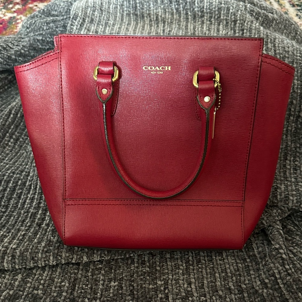 Bright red Coach handbag